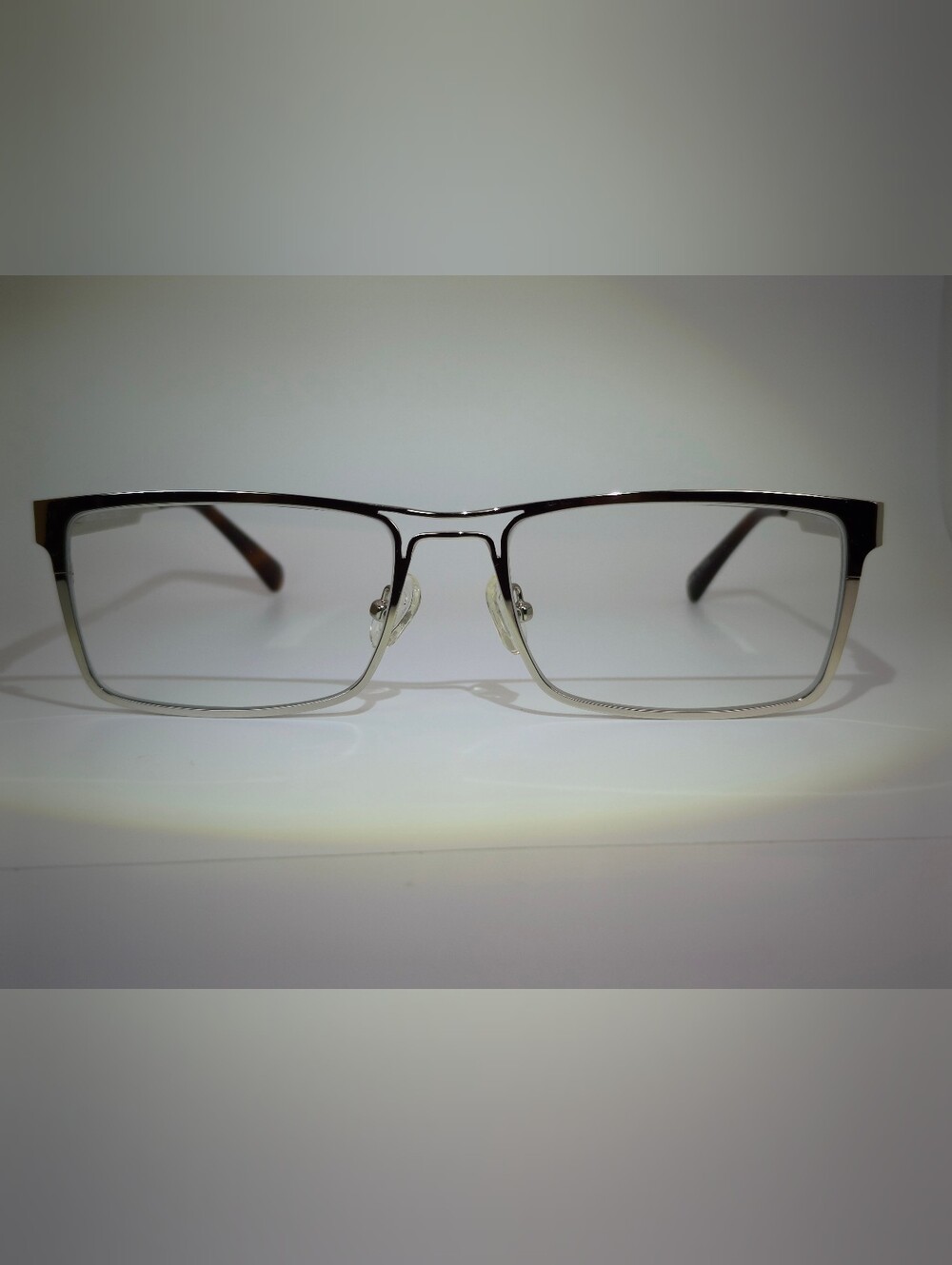 Biloxi. Shiny Chrome Double Bar Rectangular Metal eyewear.